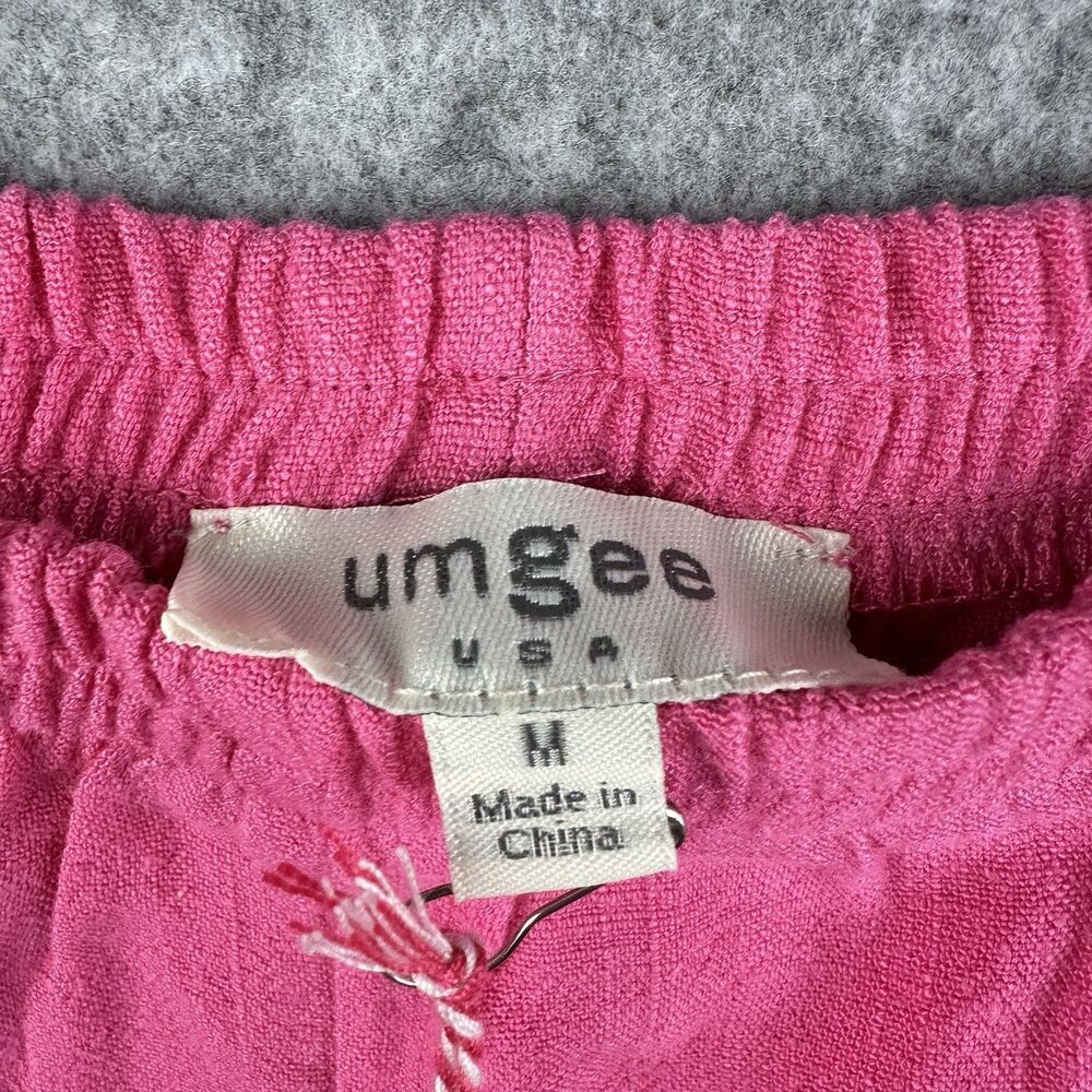 Umgee Shorts Womens M Pink Crochet Knit Scalloped Pull On Linen Blend Boho NEW - Picture 2 of 9